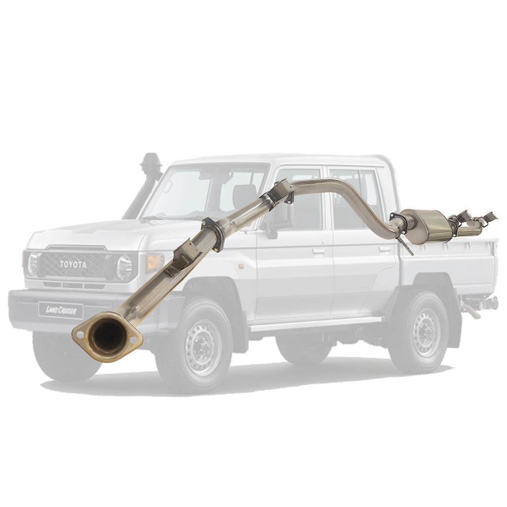 Toyota LandCruiser 79 Series GDJ79 2.8L 2023 Onwards 3" Stainless DPF-Back Exhaust System - Muffler (Quietest)
