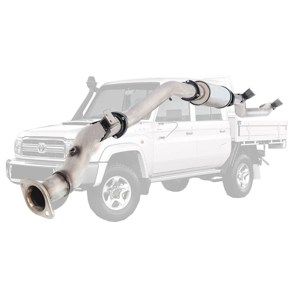 Toyota LandCruiser 79 Series VDJ79 4.5L V8 2016 Onwards 3.5" Stainless DPF-Back Exhaust System - Fake Muffler (Moderate)