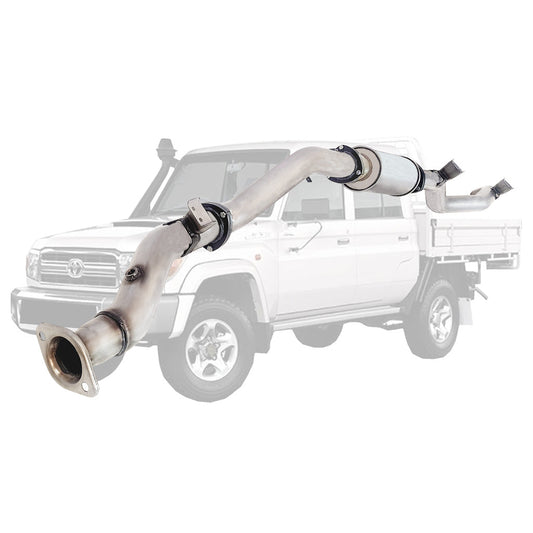 Toyota LandCruiser 79 Series VDJ79 4.5L V8 2016 Onwards 3.5" Stainless DPF-Back Exhaust System - Fake Muffler (Moderate)
