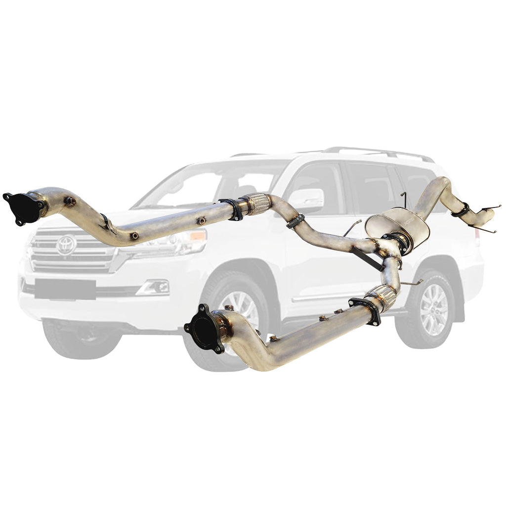 Toyota LandCruiser 200 VDJ200 2016-On Twin 3"→4" Turbo-Back DPF Delete – Centre Muffler + Rear Tailpipe – TY434-MTPSS — TY434-MTPSS
