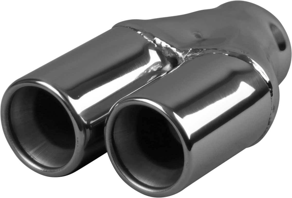 Redback 2 - 3" Inlet Twin Outlet Inner Cone Stepped Straight Cut Rolled In Exhaust Tip | Z743