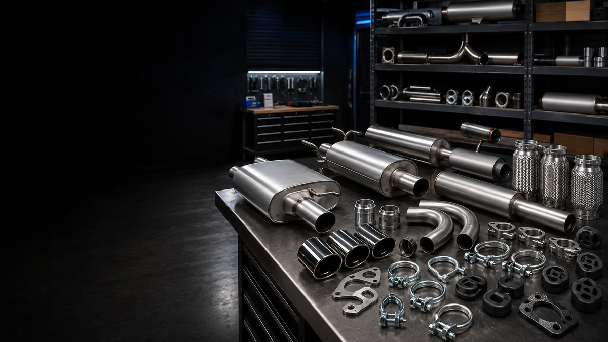 Mufflers, resonators, exhaust tips, bends, flex joints, clamps, flanges and exhaust hardware